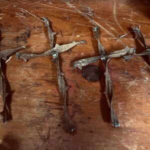 6 Antique barbed wire cross ornaments